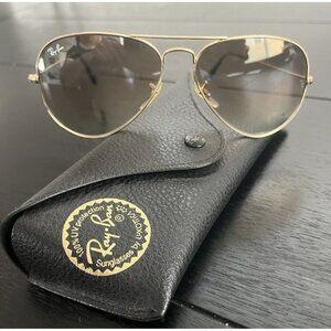 Ray Ban RB 3025 001/51 Aviator Large Metal Gold Brown Frame Sunglasses 58-14 2N